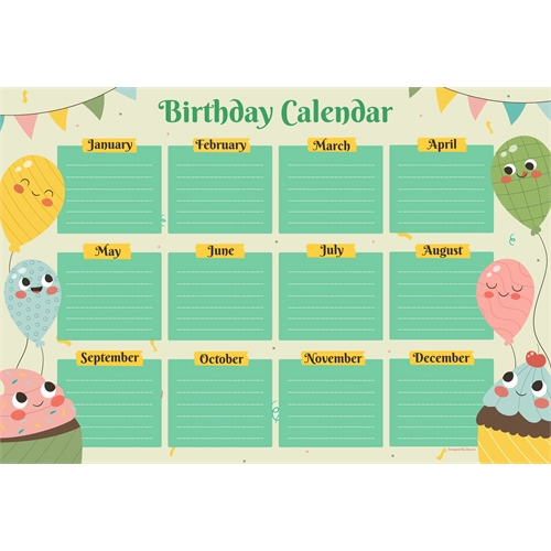 Classroom Birthday Calendar Balloon Design